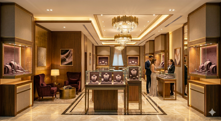 etkileyici mücevher mağazası ambiyansı